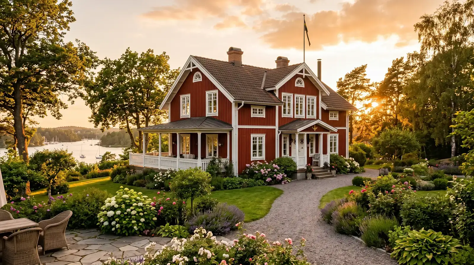 Elegant villa på Lidingö med klassiska träfönster